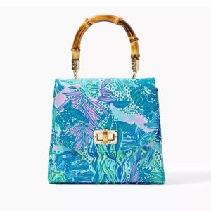 Lilly Pulitzer Bamboo Top Handle Bag Botanical Green